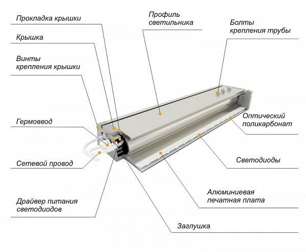 Светодиодный прожектор ДиУС-50/Г65/К25 схема